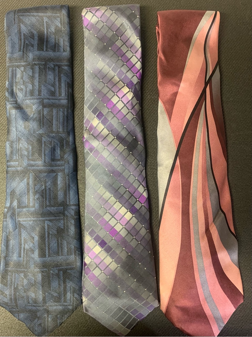 Puritan Men's Tie Trio — Blue, Gray & Pink Patterned Neckties